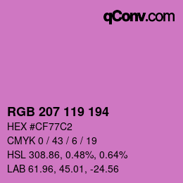 カラーコード: RGB 207 119 194 | qconv.com