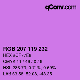Color code: RGB 207 119 232 | qconv.com