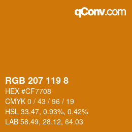 Color code: RGB 207 119 8 | qconv.com