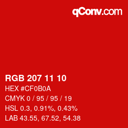 Color code: RGB 207 11 10 | qconv.com