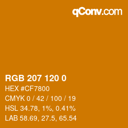 颜色代码: RGB 207 120 0 | qconv.com