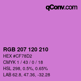 カラーコード: RGB 207 120 210 | qconv.com