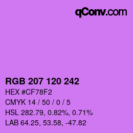 颜色代码: RGB 207 120 242 | qconv.com