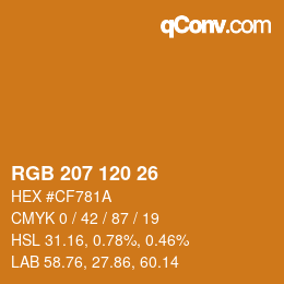 カラーコード: RGB 207 120 26 | qconv.com