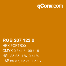 Color code: RGB 207 123 0 | qconv.com