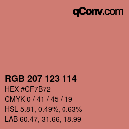 颜色代码: RGB 207 123 114 | qconv.com