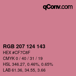 Color code: RGB 207 124 143 | qconv.com