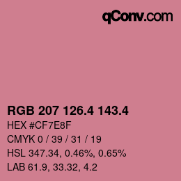 カラーコード: RGB 207 126.4 143.4 | qconv.com