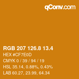 カラーコード: RGB 207 126.8 13.4 | qconv.com