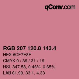 カラーコード: RGB 207 126.8 143.4 | qconv.com