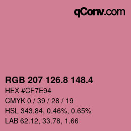 カラーコード: RGB 207 126.8 148.4 | qconv.com