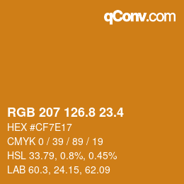 カラーコード: RGB 207 126.8 23.4 | qconv.com