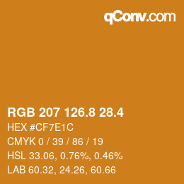 カラーコード: RGB 207 126.8 28.4 | qconv.com