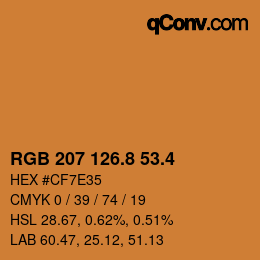 カラーコード: RGB 207 126.8 53.4 | qconv.com