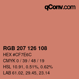 Color code: RGB 207 126 108 | qconv.com