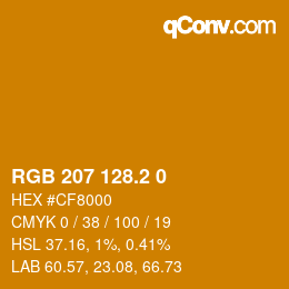 カラーコード: RGB 207 128.2 0 | qconv.com