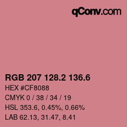 カラーコード: RGB 207 128.2 136.6 | qconv.com