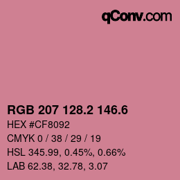 カラーコード: RGB 207 128.2 146.6 | qconv.com
