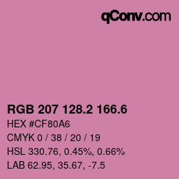 カラーコード: RGB 207 128.2 166.6 | qconv.com