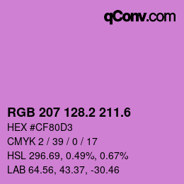 カラーコード: RGB 207 128.2 211.6 | qconv.com