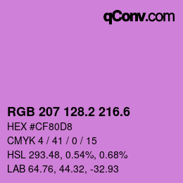 カラーコード: RGB 207 128.2 216.6 | qconv.com