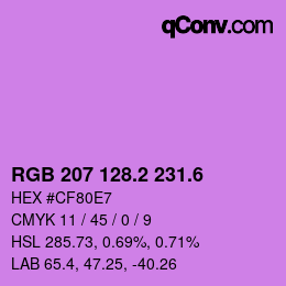 カラーコード: RGB 207 128.2 231.6 | qconv.com