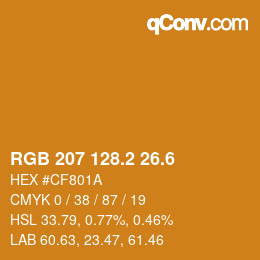 カラーコード: RGB 207 128.2 26.6 | qconv.com