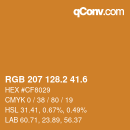 カラーコード: RGB 207 128.2 41.6 | qconv.com
