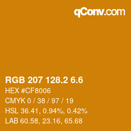 カラーコード: RGB 207 128.2 6.6 | qconv.com