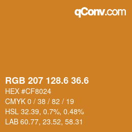 カラーコード: RGB 207 128.6 36.6 | qconv.com