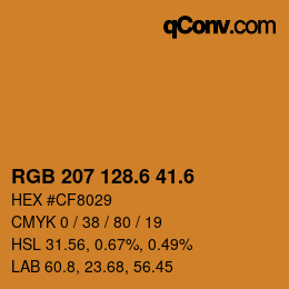 カラーコード: RGB 207 128.6 41.6 | qconv.com