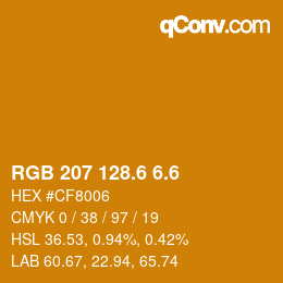 カラーコード: RGB 207 128.6 6.6 | qconv.com