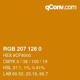 カラーコード: RGB 207 128 0 | qconv.com