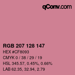カラーコード: RGB 207 128 147 | qconv.com