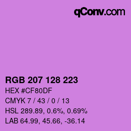 カラーコード: RGB 207 128 223 | qconv.com