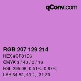 颜色代码: RGB 207 129 214 | qconv.com