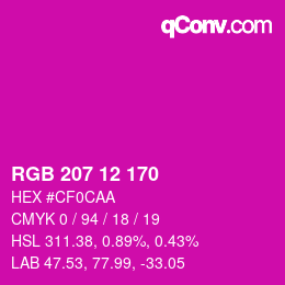 Color code: RGB 207 12 170 | qconv.com