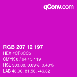 カラーコード: RGB 207 12 197 | qconv.com