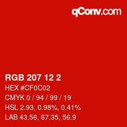 Color code: RGB 207 12 2 | qconv.com