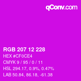 カラーコード: RGB 207 12 228 | qconv.com