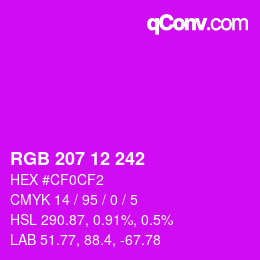 カラーコード: RGB 207 12 242 | qconv.com