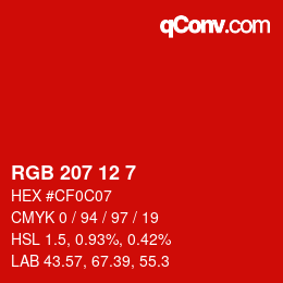 Color code: RGB 207 12 7 | qconv.com
