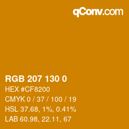 Code couleur: RGB 207 130 0 | qconv.com