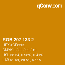 カラーコード: RGB 207 133 2 | qconv.com