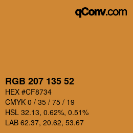 Color code: RGB 207 135 52 | qconv.com