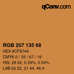 Color code: RGB 207 135 68 | qconv.com