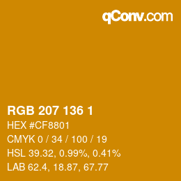 カラーコード: RGB 207 136 1 | qconv.com