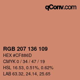 Color code: RGB 207 136 109 | qconv.com