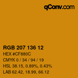カラーコード: RGB 207 136 12 | qconv.com