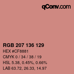 Color code: RGB 207 136 129 | qconv.com